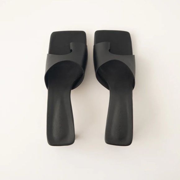 new Peche Kai Block Heel Square toe mules Black - Picture 3 of 8